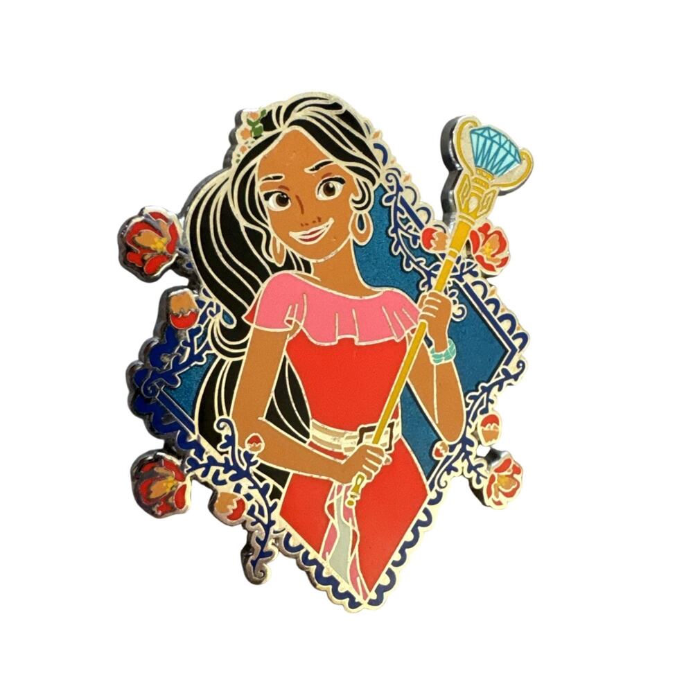 Disney Pin 127347 Elena of Avalor Holding Jeweled Golden Scepter Red Pink Dress